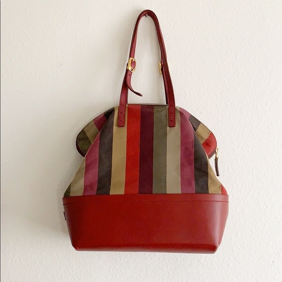 Fendi Handbags - Fendi 2Bag Multicolor Canvas Leather Striped Tote